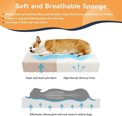 Dog Car Seat for Large-Medium Dogs: Pet Car Seat, Detachable Washable Dog Booster Seat, Pet Travel Bed with Storage Pockets and Dogs Safety Belt (Coffee, Large)
