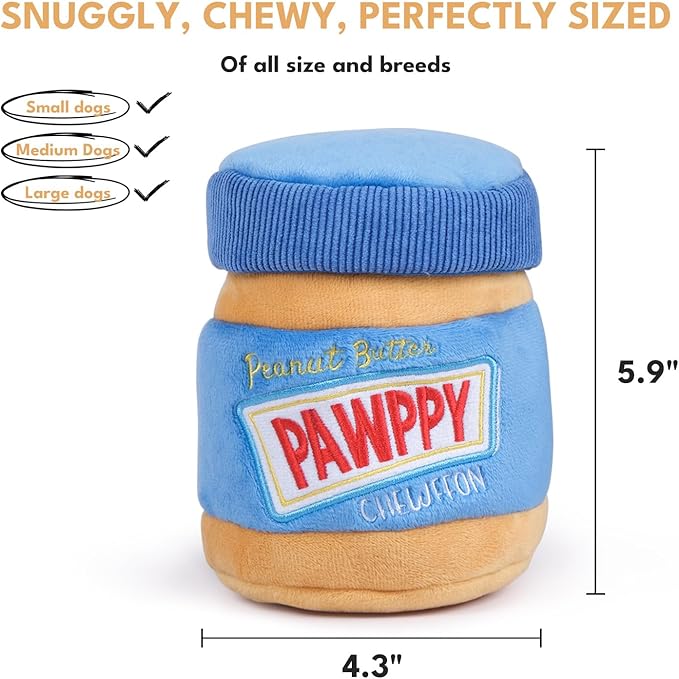 CHEWFFON Interactive Dog Enrichment Toy, Cute Crinkle&Snuffle Puppy Toys, Hide & Seek Puzzles, Peanut Butter Jar Toys for Brain Stimulation, for All Dog Sizes