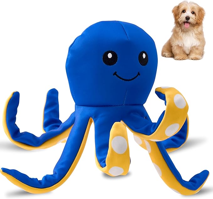 Tough EVA Dog Toy with Internal Rope Skeleton, Cute Octopus Durable Interactive Tug Toy for Medium and Large Dogs