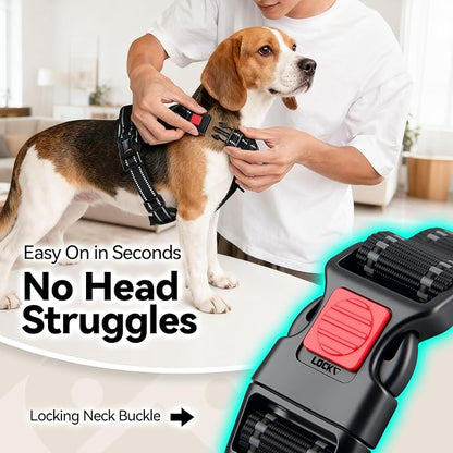 PHOEPET No Pull Dog Harness with Handle Front & Back Clip, Easy on Lockable Snap Buckle at Neck, Adjustable Reflective Vest with Handle for Small Medium Large Dogs (XS, Misty Green)