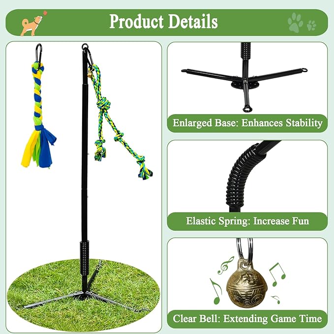 Outdoor Dog Toy,Tug of War Dog Toy for Self Play Interactive Tether Pull Toy for Park,Yard, Lawn Rope Toys for Medium and Large Dogs to Keep Them Busy