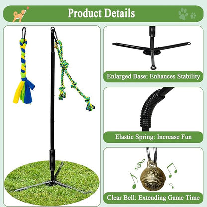 Outdoor Dog Toy,Tug of War Dog Toy for Self Play Interactive Tether Pull Toy for Park,Yard, Lawn Rope Toys for Medium and Large Dogs to Keep Them Busy