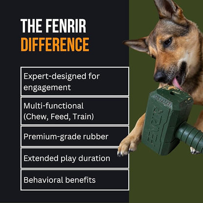 Fenrir Hammer Dog Chew Toy Strong Rubber Stuffable Enrichment Toy for Chewers (Red, Medium)