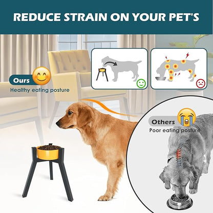 SHAINFUN Metal Raised Dog Bowl Stand for Extra Large and Large Breeds, Adjustable Width for 7-10.6" Food & Water Bowls, Single Tall Elevated Dog Bowls Holder, 13.7" Tall (Bowl Not Included)