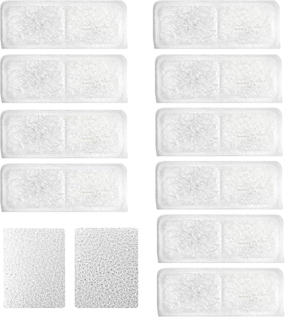 Cat Water Fountain Filters,Replacement Filter for 108oz/3.2L Cat Fountain,10 Packs Filters & 2 Sponges Set for Stainless Steel Pet Water Fountain (Model:PET-HS001-US)