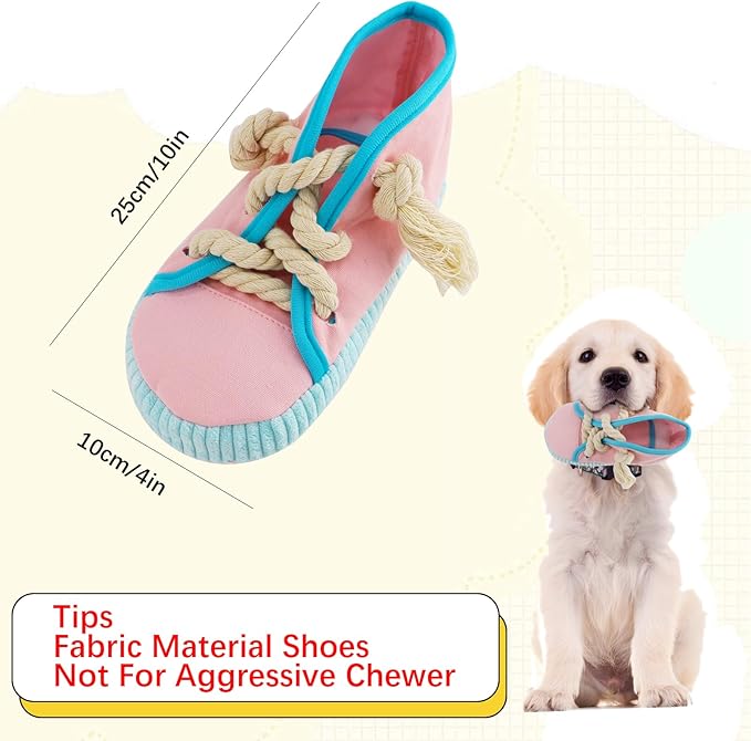 vocheer Dog Chew Toy, Dog Toys to Keep Them Busy Durable Teething Shoe Interactive Squeaky Puppy Toy,Small,Medium Breze, Machine Washable, Pink
