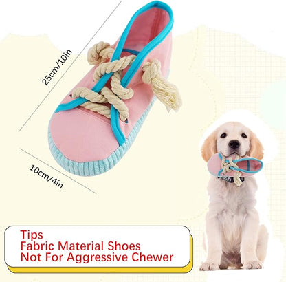 vocheer Dog Chew Toy, Dog Toys to Keep Them Busy Durable Teething Shoe Interactive Squeaky Puppy Toy,Small,Medium Breze, Machine Washable, Pink