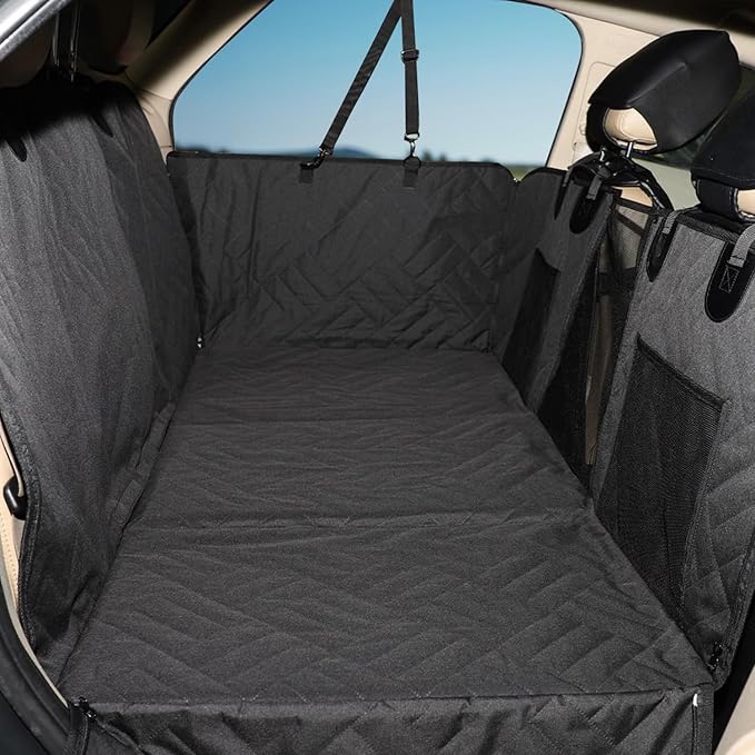 MIROZO Dog Seat Cover for Back Seat, 600D Heavy Duty Back Seat Extender for Dogs,Waterproof Pet Seat Protector with 3-Fold Bottom, Large Space Travel Bed Extender for Mid-Size SUV & Small Truck
