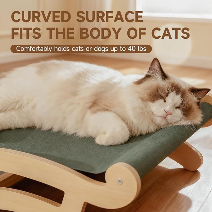 Cat Bed, Breathable Elevated Cat Hammock,Wooden Cat Beds for Indoor,Raised Pet Beds Suitable for Cats, Puppy, Bunny and Small Animal
