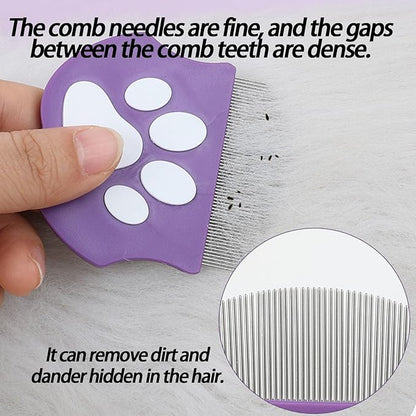 Pet Detangling Flea Comb, Dog Facial Eye Comb, Stainless Steel Tear Stain Remover, Round-Head Grooming Comb for Dog Cat (Green)