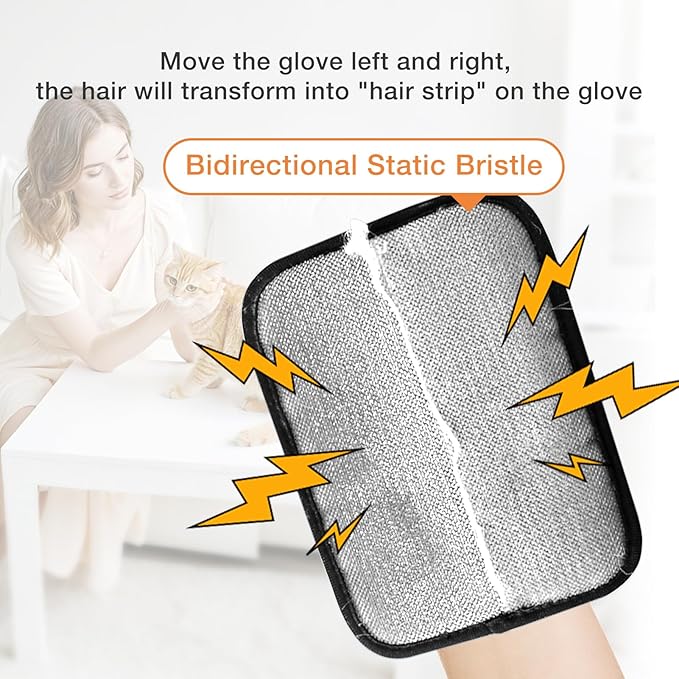 Pet Hair Removal Glove for Dogs & Cats, Electrostatic Gloves Pet Hair Removal Tool Mitt，Dog&Cat Hair Remover for Furniture Couch, Carpet, Clothing and Bedding，Reusable Pet Hair Remover Tool 2 Packs