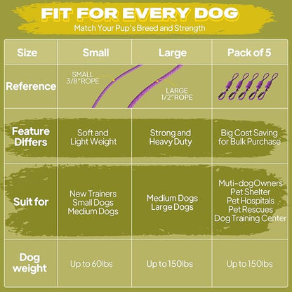 Fida Durable Slip Lead, 6 FT x 1/2" Heavy Duty Rope Leash for Large, Medium Dogs, No Pull Pet Training Leash with Highly Reflective, Purple