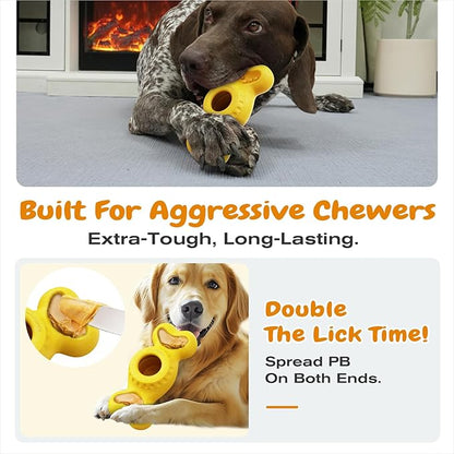 KADTC Large-Size 3 in 1 Durable Dog Enrichment Toy - Fillable & Frozen Bone Lick Toy - No-Transfer Freeze & Play Mess-Free - Ultimate Boredom Buster & Tough Chew Toys for Large Dogs - BPA-Free, Safe