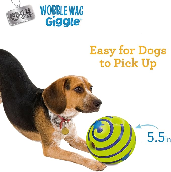 Wobble Wag Giggle Ball, Interactive Dog Toy, Fun Giggle Sounds When Rolled or Shaken, Pets Know Best, As Seen On TV
