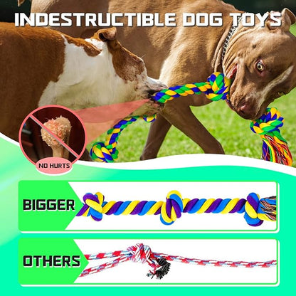 XL Indestructible Dog Toys for Aggressive Chewers Large Breed, Durable Dog Chew Toy, Large Dog Toys for Large Dogs Safe and Long Lasting Puppy Teething Chew Toys, Cotton Dog Rope Toys for Medium Dogs