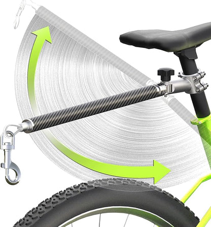 Hands-Free Bicycle Dog Leash for Cycling - 180° Rotating or Fixed Quick-Attach System, Built-in Shock-Absorbing Spring, Anti-Pull Design, Thick Steel Wire Rope 550 lbs (Carbon Fiber)