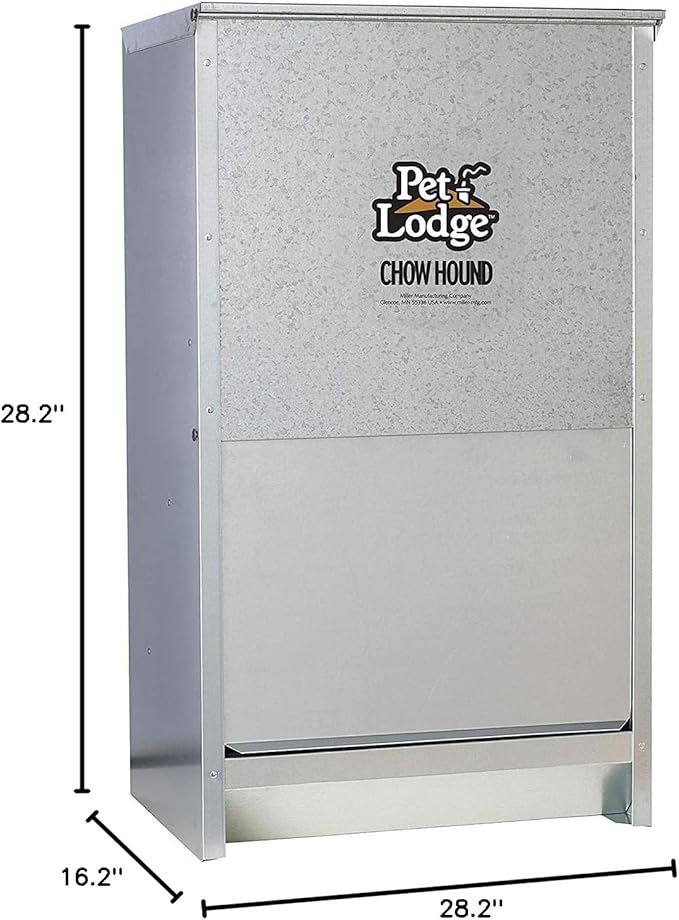 Pet Lodge Little Giant CH50 Indoor and Outdoor Dry Food Automatic Heavy Gauge Steel Dog Feeder Chow Hound with 50 Pound Capacity (4 Pack)