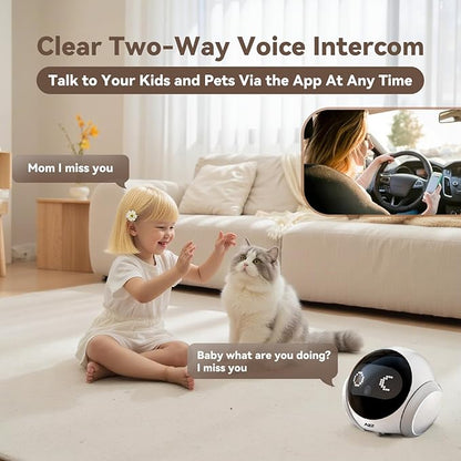AEZ Pet Camera 1080P HD Lens Cat/Dog Camera Robot,Indoor Movable with Auto-Recharge, 2-Way Audio,Blinky Bot with Night Vision,Smart App Control for Cats/Dogs/Baby/Elderly (SD/Cloud Storage)