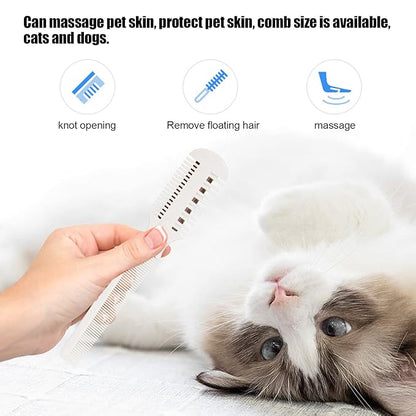 2 in 1 Pet Hair Thinning Comb, Pet Razor Combs with 5 Blades, Hair Cutter Comb Suitable for Removing Tangles, Knots and Loose Hair