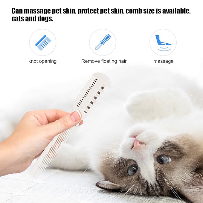VINGVO Pet Hair Trimmer - 2 in 1 Trimming Grooming Hair Cutter Manual Dog Cat Pet Grooming Comb with Replacement Blade