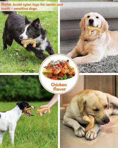 Dog Toys for Aggressive Chewers Large Medium Breed, Interactive Treat Dispenser Chew Toy to Keep Dogs Busy, Indestructible Durable Nylon Teething Bones