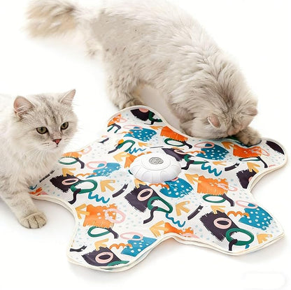 Cat Toy Hide and Seek Interactive Cat Toy - Rechargeable Automatic Feather Wand with Bird Squeaky for Indoor Cats Increase Battery Capacity, cat Feather Toy with 2 cat Wands (Colorful)