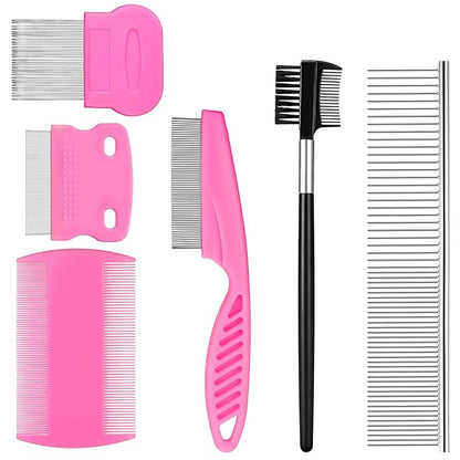 6 Pcs Pets Grooming Comb Kit for Small Dogs Tear Stain Remover Comb Dog Face Combs for Eye Cleaning Gentle Grooming Tool Dematting Tool for Cats Dogs Remove Knots Stains Crust Mucus