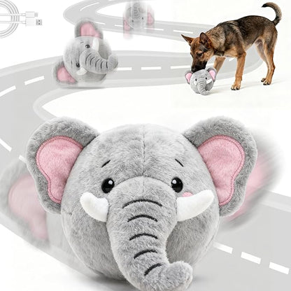 Interactive Dog Toys, Self Moving Dog Toy to Keep Them Busy, Rechargeable Vibrating Dogs Toy/Squeaky Bouncing Ball for Small Medium Large Dogs with Jumping Music Talking Mode (Elephant)