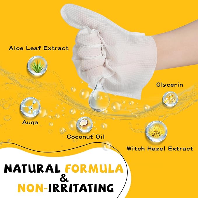 Pet Glove Wipes for Dogs Cats - Unscent Dog Washing Wipes & Waterless Cat Bathing Gloves Cleaning Deodorizing Grooming Wipe for Fur Paws Butt Face, Disposable Rinse Free Shampoo Mittens,10PCS