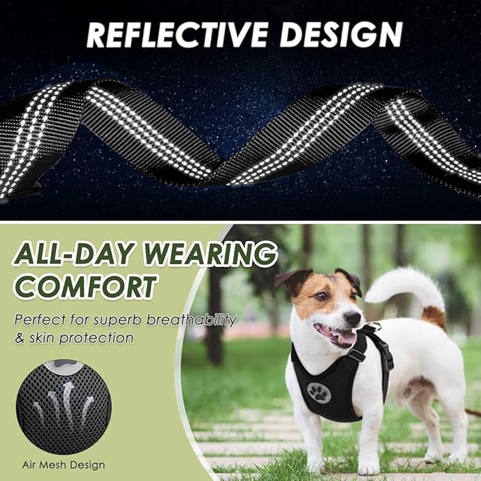 Lukovee Dog Seat Belt for Car, Adjustable Dog Car Harness for Large Medium Small Dogs, Soft Padded & Breathable Mesh Dog Seatbelt with Car Strap and Carabiner (Black,L)