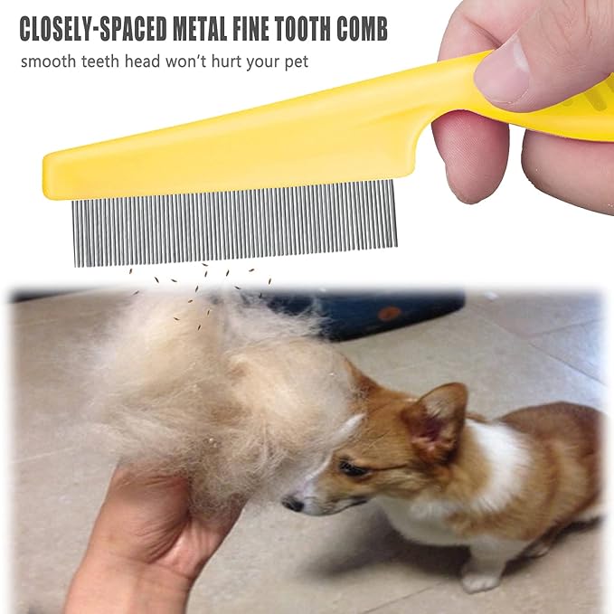 Cat Comb Dog Comb Fine Tooth Pet Grooming Set For Grooming And Removing Dandruff Flakes Remove Float Hair Tear Marks (yellow)