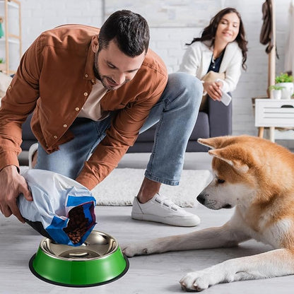 Roshtia 6 Pcs 30 oz Stainless Steel Dog Bowl, Dog Food Water Bowl with Anti Skid Silicone Base Stackable Dishwasher Safe Pet Puppy Dishes for Medium Large Dogs Cat Multipet Families