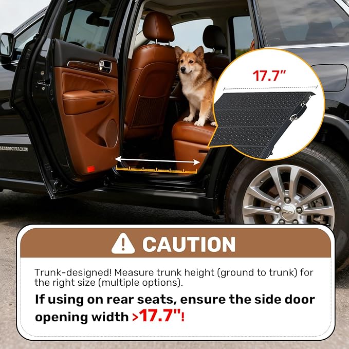 71" Extra Long Dog Ramp for Large Dogs, Heavy Duty Metal Frame Pet Ramp for High SUVs, Trucks and Cars, Portable Folding Travel Dog Ramps with Safety Latch, Supports up to 350lbs