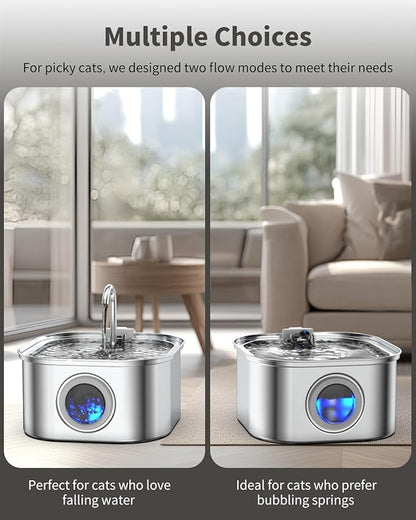 Cat Water Fountain Stainless Steel, 108oz/3.2L Automatic Cat Drinking Fountain, Pet Water Dispenser with Quiet Pump, Suitable for Cats, Dogs and Multi-pet households