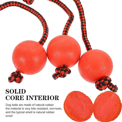 3pcs Dog Training Ball on Rope Dog Rope Toys Ball Exercise Rubber on for Pet Training Playing Chewing Reward Fetch Play