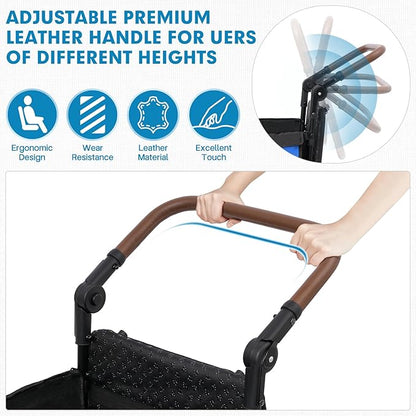 Dog Wagon for Medium Large Dogs up to 200lbs, All Terrain Foldable Large Dog Stroller with Ramp, Wagon for Dog with Adjustable Handle & One-Step Brake(Blue)
