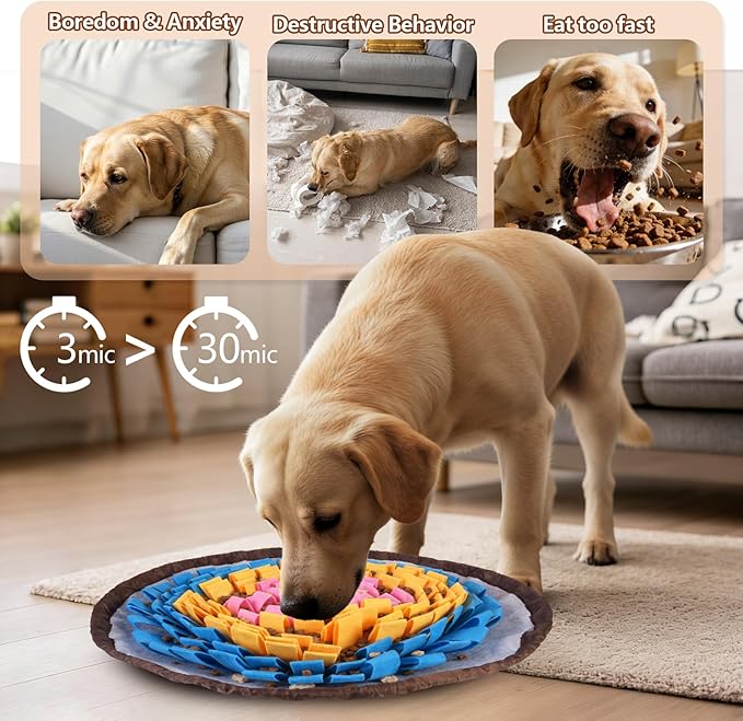Snuffle Mat for Dogs Cats, Interactive Pet Non Slip Sniff Mat for Slow Eating Cognitive Puzzle Feeder for Enrichment Mental Stimulation Toys Keeping Boredom Away