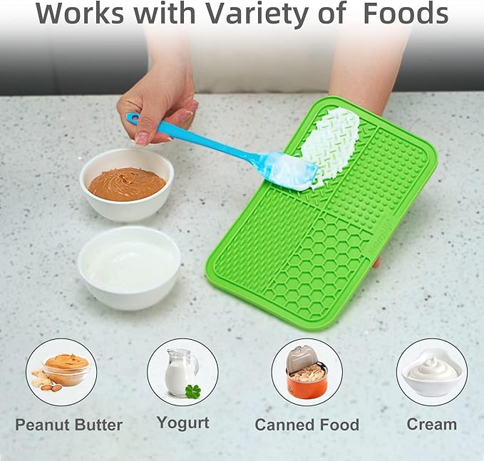 MateeyLife 2PCS Large Lick Mat for Dogs with Suction Cups, Slow Feeder Bowls, Cat Lick Mat for Anxiety Relief, Dog Toys to Keep Them Busy, Enrichment Toys for Bathing, Cat Licking Pad for Boredom