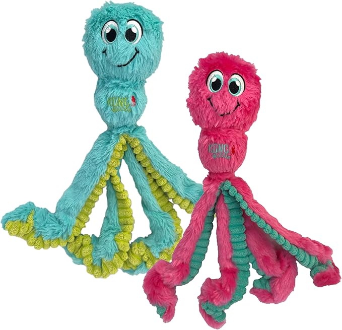KONG Wubba Octopus Tug and Fetch Squeak Dog Toy Assorted Colors (Large (2 Pack))