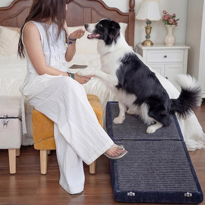 3-in-1 Dog Ramp 18.9"×17.7"×18.9" with Storage – Pet Stairs for Senior & Injured Dogs & Cats, Hidden Storage Footstool, Ottoman Anti-Slip, Supports 220 lbs for Beds & Sofas