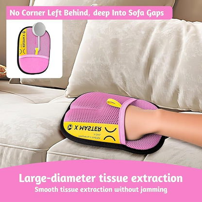 2Pack Static Pet Hair Remover Gloves – Premium Reusable Grooming Glove for Cats & Dogs, Soft Mesh + Brush Cloth, Electrostatic Fur Remover for Couch, Clothes, Carpet (Pink)