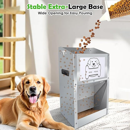 Galvanized Automatic Dog Feeder,Automatic Gravity-Fed Dog Feeder for Indoor & Outdoor Use,25LBS Capacity Food Dispenser for Small, Medium, and Large Breeds