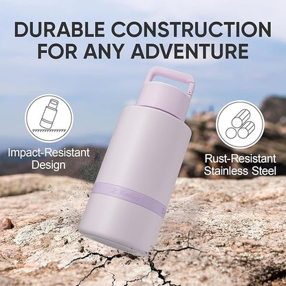 KEWIXY Insulated Dog Water Bottle with Travel Bowl, Dog Lover Gift, Portable Water Bottle Dispenser, Accessories for Car, Hiking, Camping, Outdoor, Leak-Proof, Detachable (Pale Mauve)
