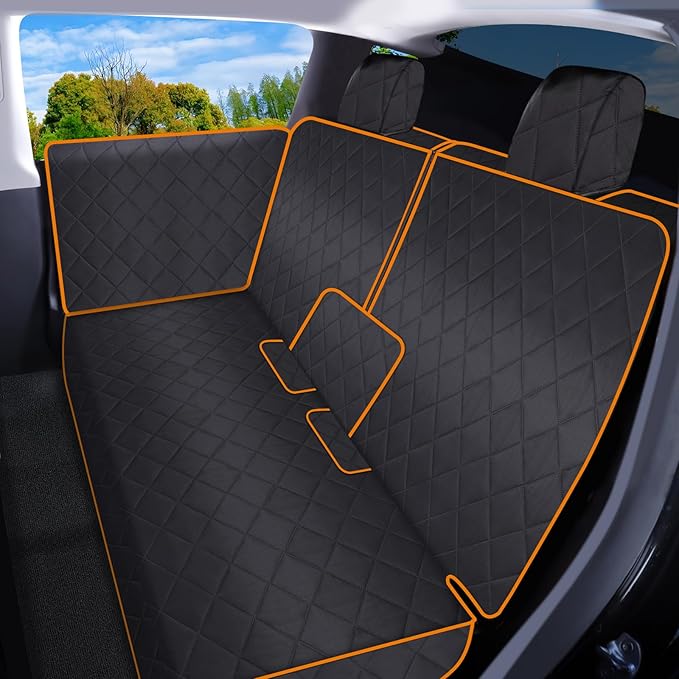 iBuddy Back Seat Cover for Tesla Model Y/3 with 2 PCS Door Protector Easy to Install Rear Seat Protector for Kids/Dogs Protects Car Seat from Messes No Chemical Smell Bench Seat Cover for Model Y/3
