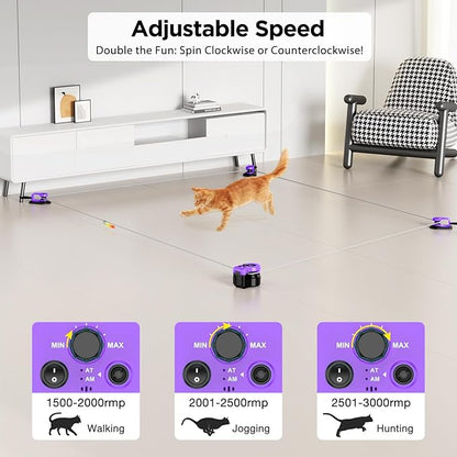 Pet Deluxe Interactive Cat Toys for Indoor Cats, Cat Treadmill Auto/Remote Control DIY Cat Mouse Hunting Toys, Keep Bored Kitten Dog Entertained to Chase, Feather Toy to Exercise Wheel-Purple