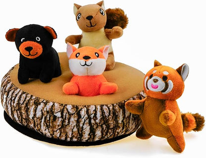 Hide and Seek Dog Toys, 2-in-1 Interactive Squeaky Puppy Toys with Detachable Non-Slip Base, Treat Dispensing & Flying Disc Fetch, Enrichment Toys for Small Medium Large Dogs