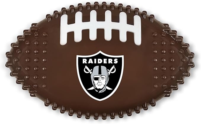 NFL Las Vegas Raiders Mega- Chew Hard Nylon Bacon-Flavored Dog Bone Football Chew Toy Interactive Tasty Fun Dog Chewy Toys Indestructible Strong Durable Tough Pet Biting Playtoy for Aggressive Chewers
