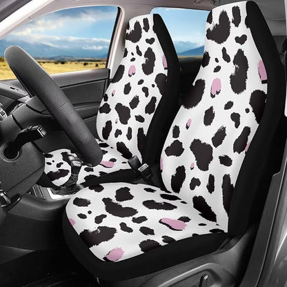 Dreaweet Cow Print Seat Covers for Cars for Women Cute Car Accessories Interior 2 Piece Washable Universal Auto Seat Covers Front Seats Only Easy to Install