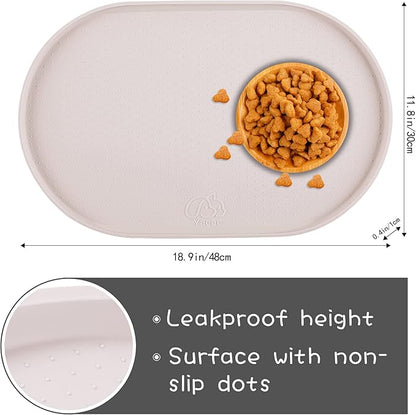 100% Waterproof 1.0" Raised Edge BPA Free Silicone Dog Food Mat, Pet Cat Feeding Mats Contain Spills Protects Floors, Placemats for Cats and Dogs Water Bowl Dishwasher XXL Large.