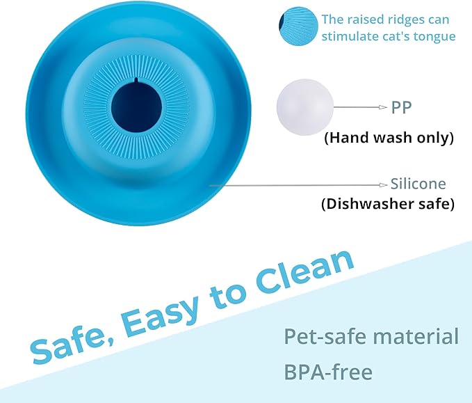 PEDAY Non-Slip Anti-Spill Cat Slow Feeder Lick Bowl with Ball, Enrichment Toy for Water, Yogurt & Jam, Dishwasher Safe